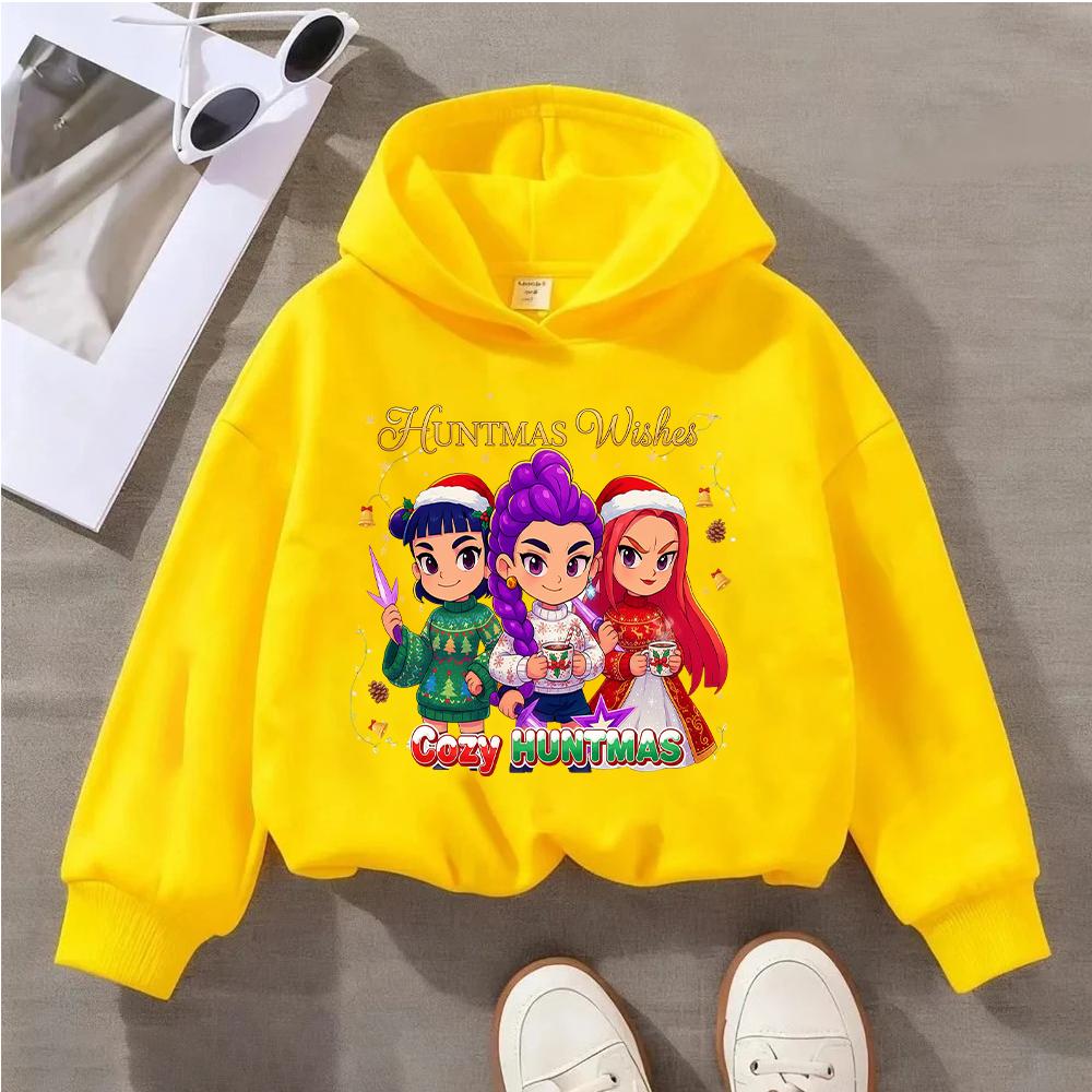Comfortable Huntmas Children's Hoodie with Cute Christmas Characters and a "Huntmas Wishes" Designed Girls' Sweatshirt