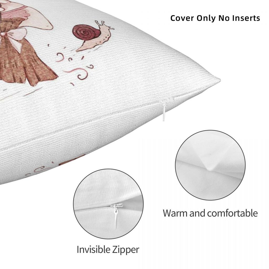 Mushroom House Work Snail Square Pillowcase Polyester Linen Velvet Creative Zip Decorative Throw Pillow Case Car Cushion Case