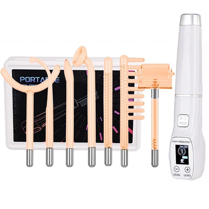 

Высокочастотный аппарат для лица с экраном и дисплеем Неоновая электротерапевтическая палочка со стеклянной трубкой Устройство для ухода за кожей против прыщей и морщин