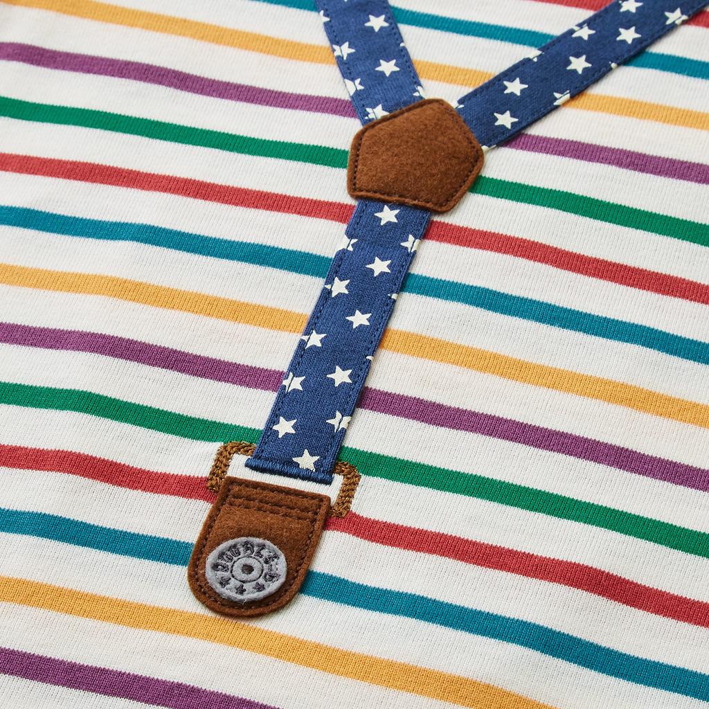 MIKI HOUSE Double B Long Sleeve Striped Bear Made in for Boys and Multicolor T-Shirt, Design, Lightweight, Japan, Girls, Baby, Kids, Children's