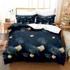 3-teiliges Bettwäsche-Set Dunkelblau Blatt-Kunst 3D-bedruckte Bettbezüge mit Kissenbezügen Einzelbett Twin Queen Size Bettwäsche-Set