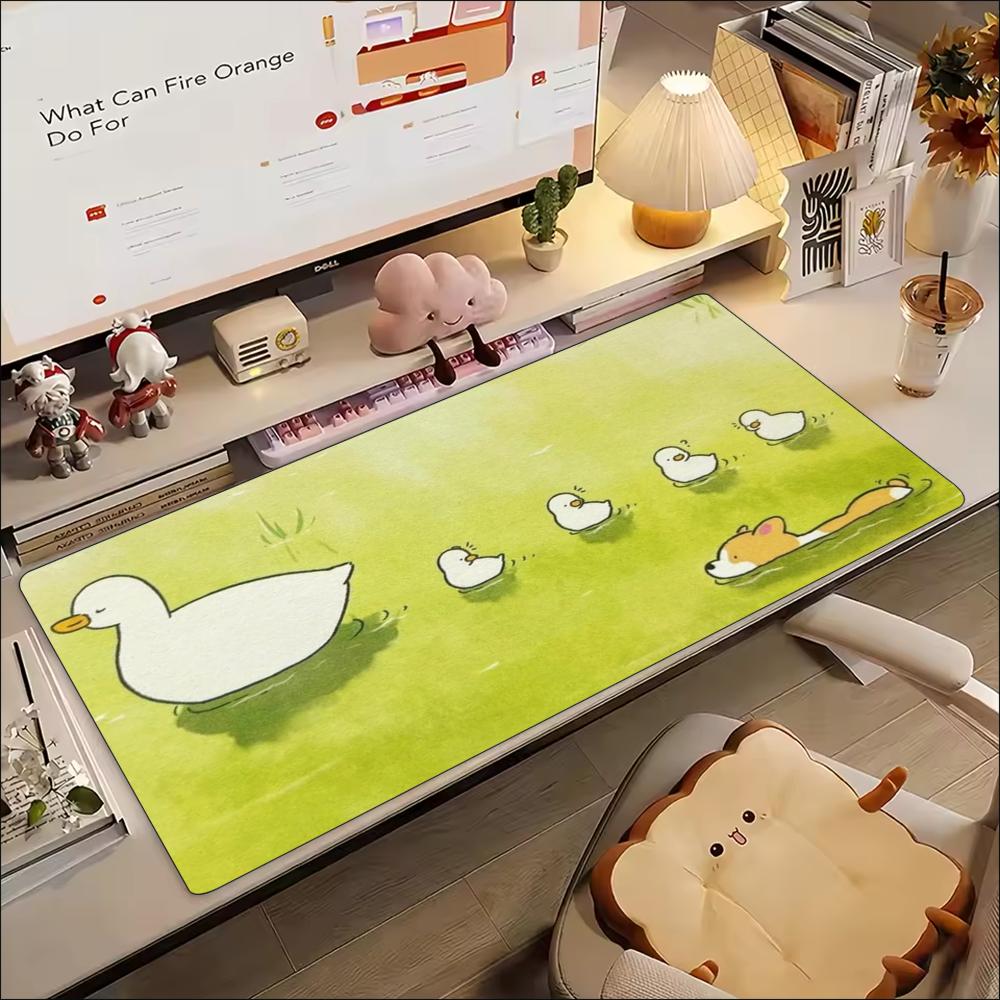 Cute Duckling Pond Gaming Mousepad Cartoon Riverside Desk Mat NonSlip Rubber Stitched Edge Pad For Pc Gaming Enthusiasts
