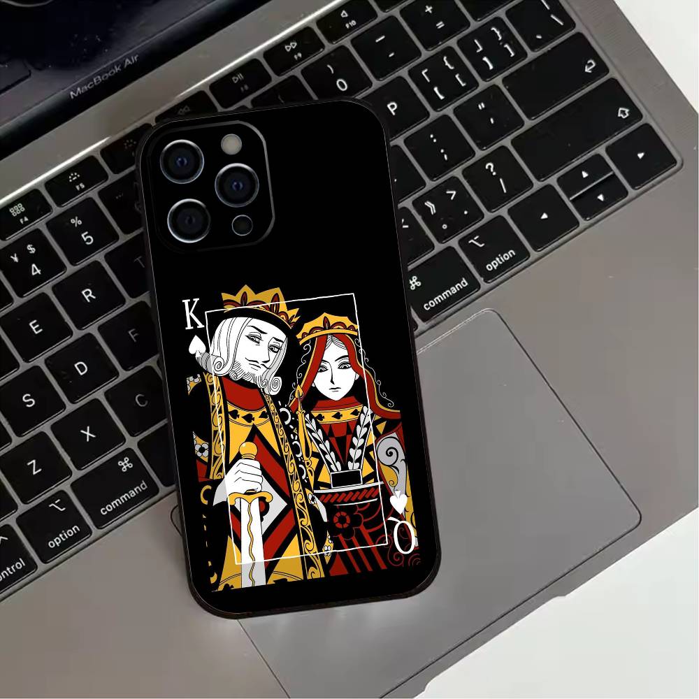 

Queen of Hearts Playing Card Phone Case For iPhone 17,16,15,14,13,12,11 Plus,Pro Max,XS,Soft Silicone Black Cover iPhone13PROMAX