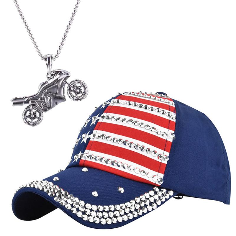 

Комплект из 2 мужских бейсболок, ожерелье, модная повседневная бейсболка, персонализированная винтажная байкерская ветровая мотоциклетная подвеска, парная шляпа от солнца темно-синий