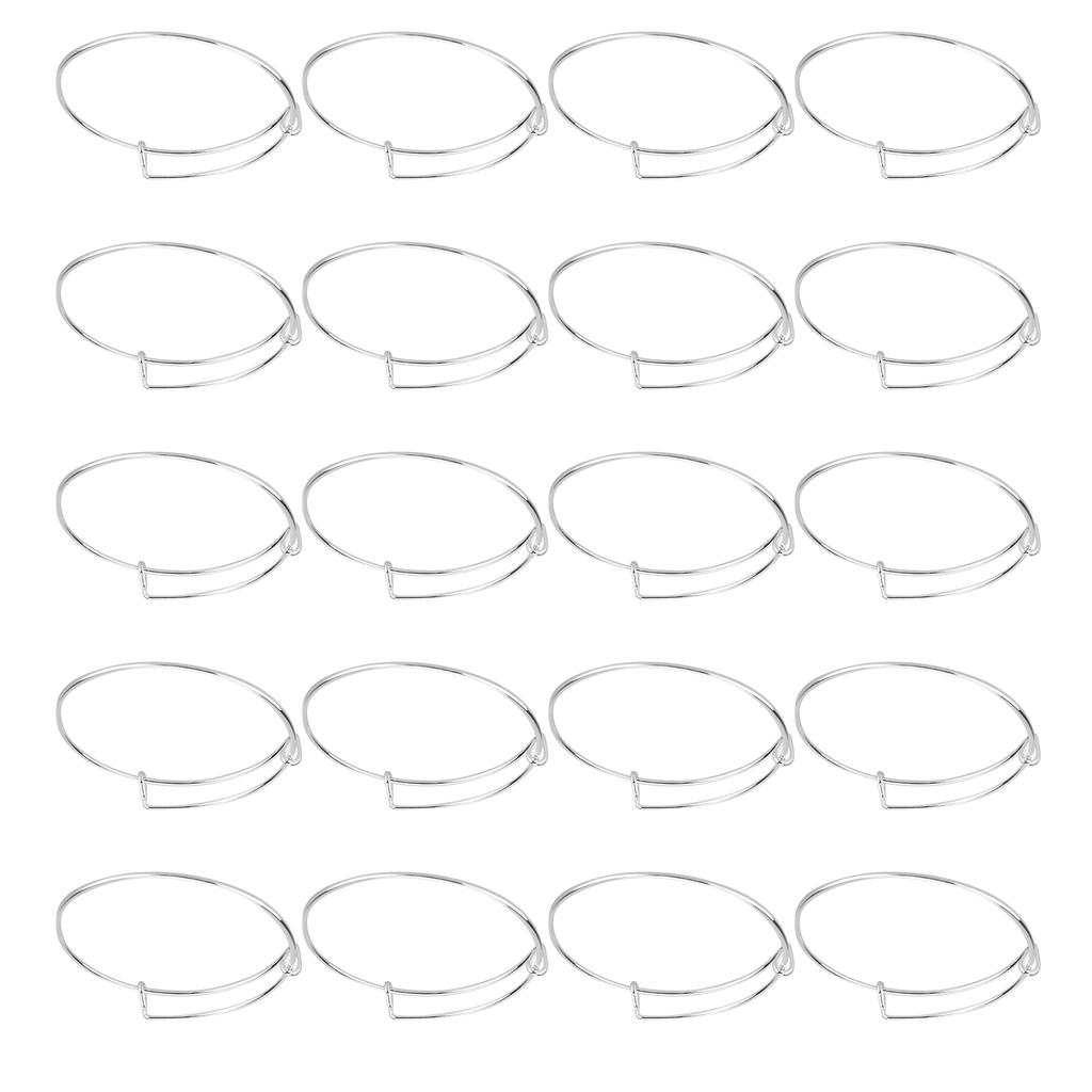 20PCS Stainless Steel AntiRust Expandable Bangle Adjustable DIY Handmade Silver Bracelet