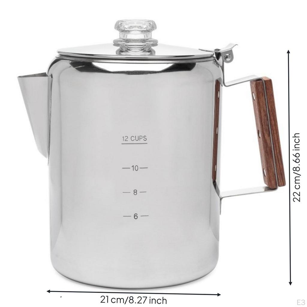 Coffee Pot with WoodLook Handle HeatInsulating Stainless Steel Portable for Camping,