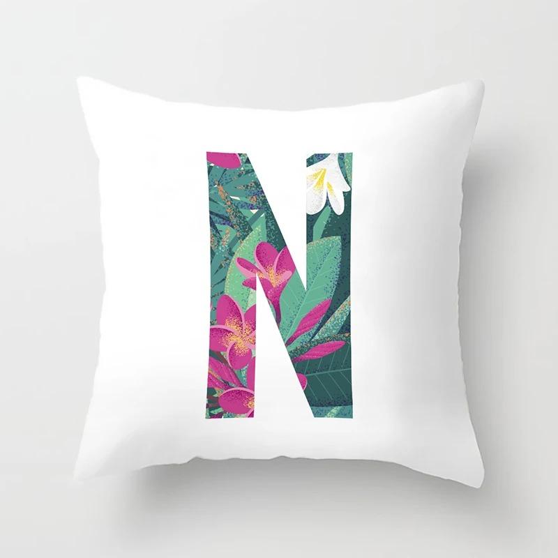 Luxury Home Pillowcase Square Office Decoration Cushion Cover Simple Floral English Letter Pattern Decoration