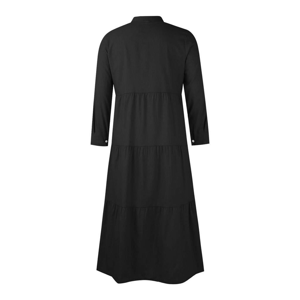 Damen-Denim-Kleid mit Knöpfen, extra lang, einfarbig, Übergröße