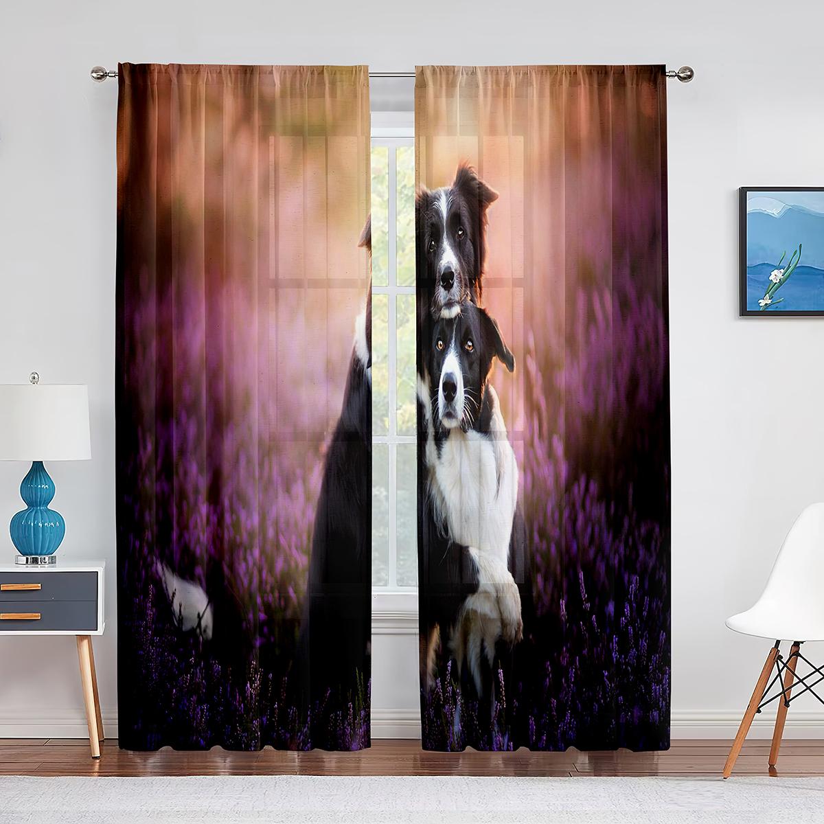 Тюлевые шторы с изображением собаки — фото 12
