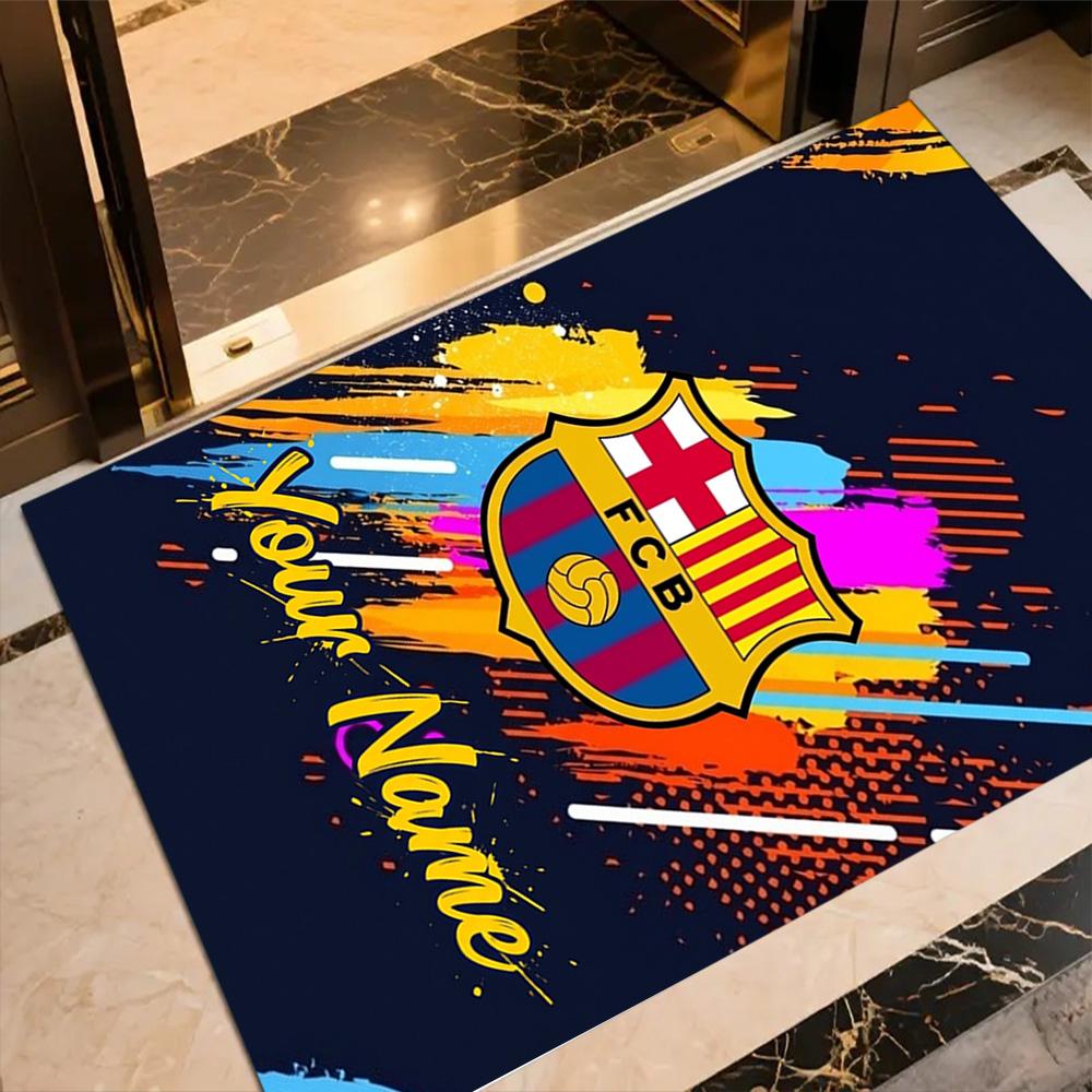 Barcelona Club Customize Text Floor Rug Office Rug Perfect for Entryway Study room Dormitory Decorate room Anti-slip Rug Decorate Offices