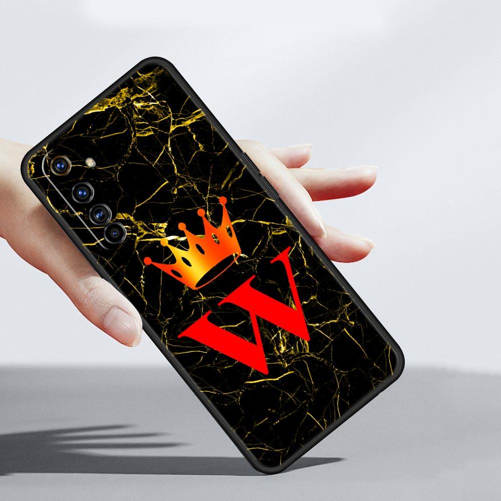 Marble Letter Case For Realme C67 C63 C55 C53 C35 C25 C21 GT 2 3 5 6 10 11 12 13 Pro Plus 5G Soft TPU Phone Cover Fundas Capas
