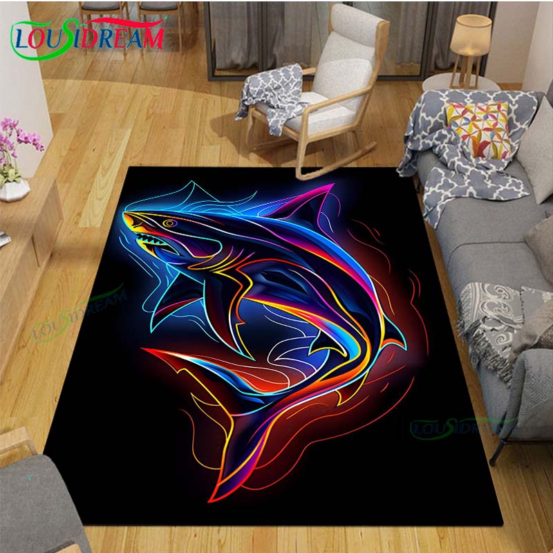 Marine Fish, Sea Turtles, Jellyfish Printed Carpet Outdoor Area Rug Non -slip Carpet Bedroom Decor Carpet for Living Room Gift