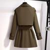 Petite Mid-Length Women's British-Style Trench Coat - Slimming Workwear for Spring & Autumn 2024