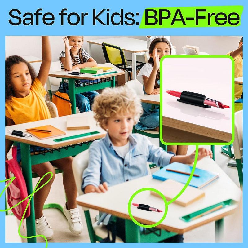 5Pc Silicone Pen Holder Adhesive Pen Cover Clips Learning Stationery Utility Pen Mounts Desk Accessories Child Safe Writing Tool