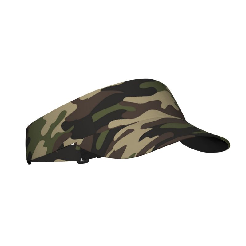 

Military Camouflage Art Print Sports Sunscreen Visor Hats Adjustable Lightweight Cooling Empty Top Visor Hat for Hiking Camping