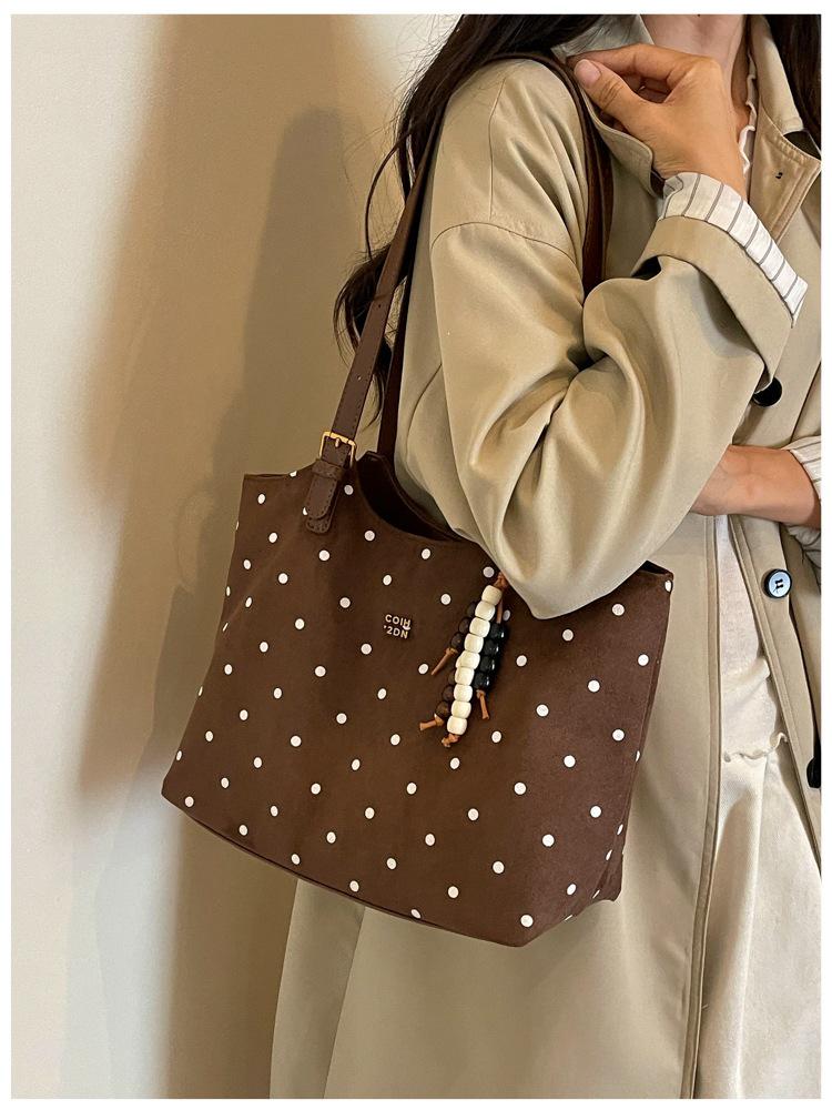 Polka Dot Women's Versatile Tote Bag - Large Capacity Niche Fashion Shoulder & Crossbody Bag