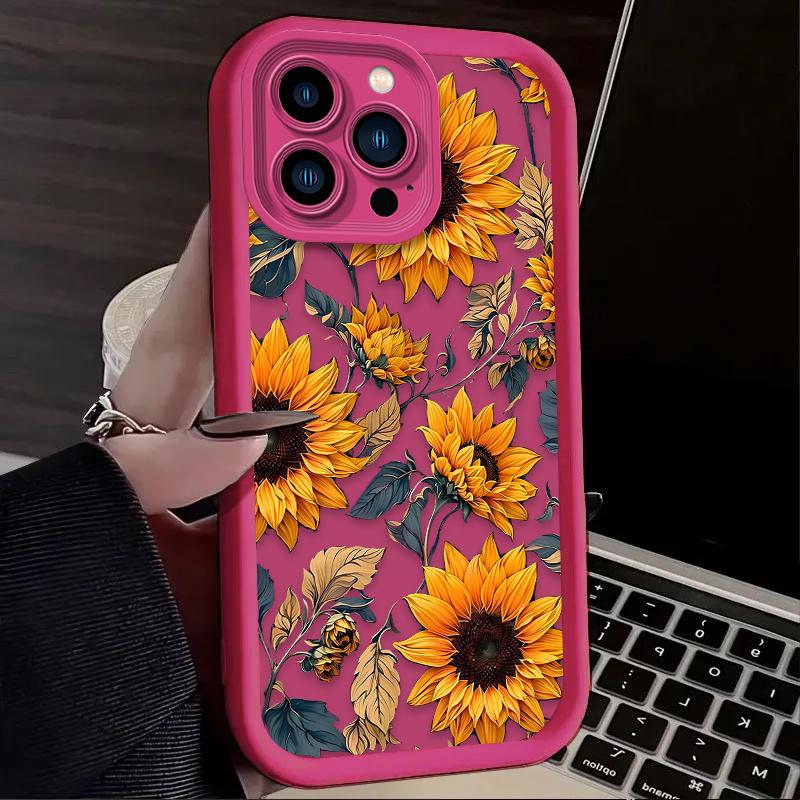 Beautiful Sunflowers Case for iPhone 17 Air 16 16E 15 14 13 12 11 Pro Max X XS X S Max XR SE 2020 SE4 7 8 Soft Silicone Cover