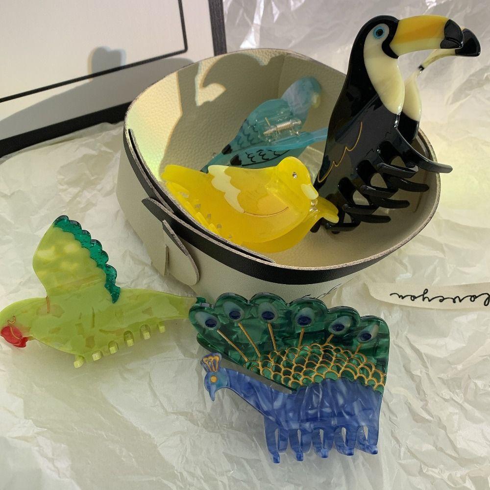 

Kawaii Swan Acetate Hair Clip Rhinestone Hair Bird Hair Claws Cellulose Animal Claws