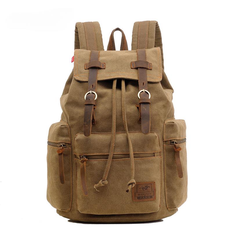 European and American Retro Men's Backpack New Canvas Shoulders Bag Outdoor Travel Computer Bag Student Schoolbags for Boy Father's Day Gift