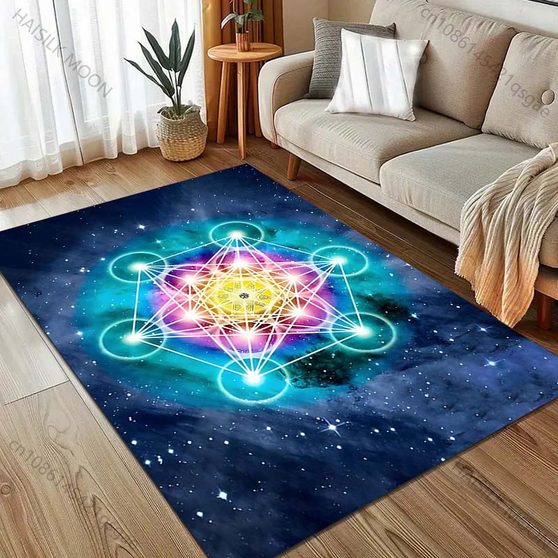 Occult Metatron's Cube Print Carpet Rug for Living Room Bedroom Sofa Doormat Decor Kids Play Home Area Rug Non-slip Floor Mat