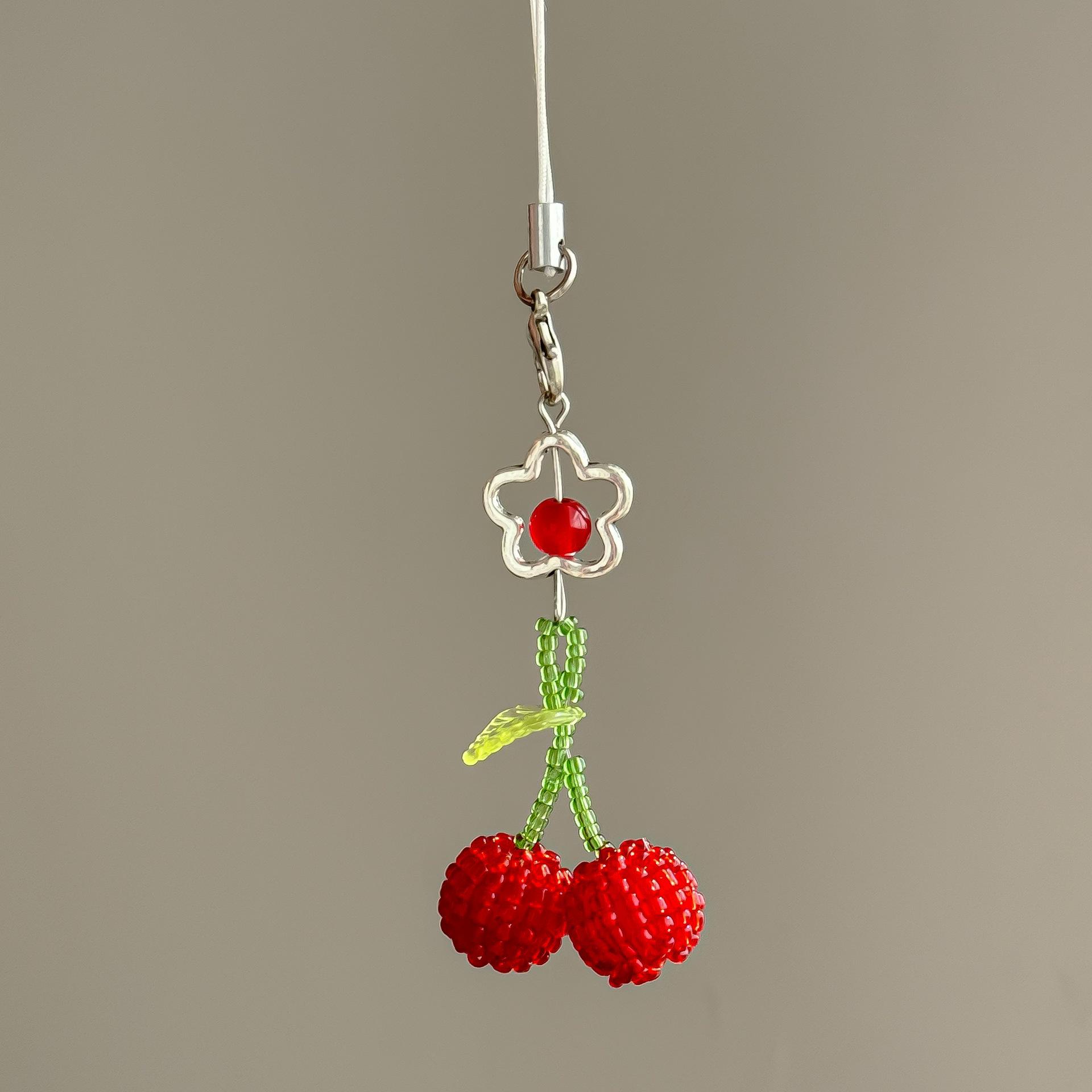 Минималистичный милый брелок-подвеска на телефон в виде вишенки, ручная работа, бусины, деликатная брелок-подвеска для сумки, ремешок для Airpods Other