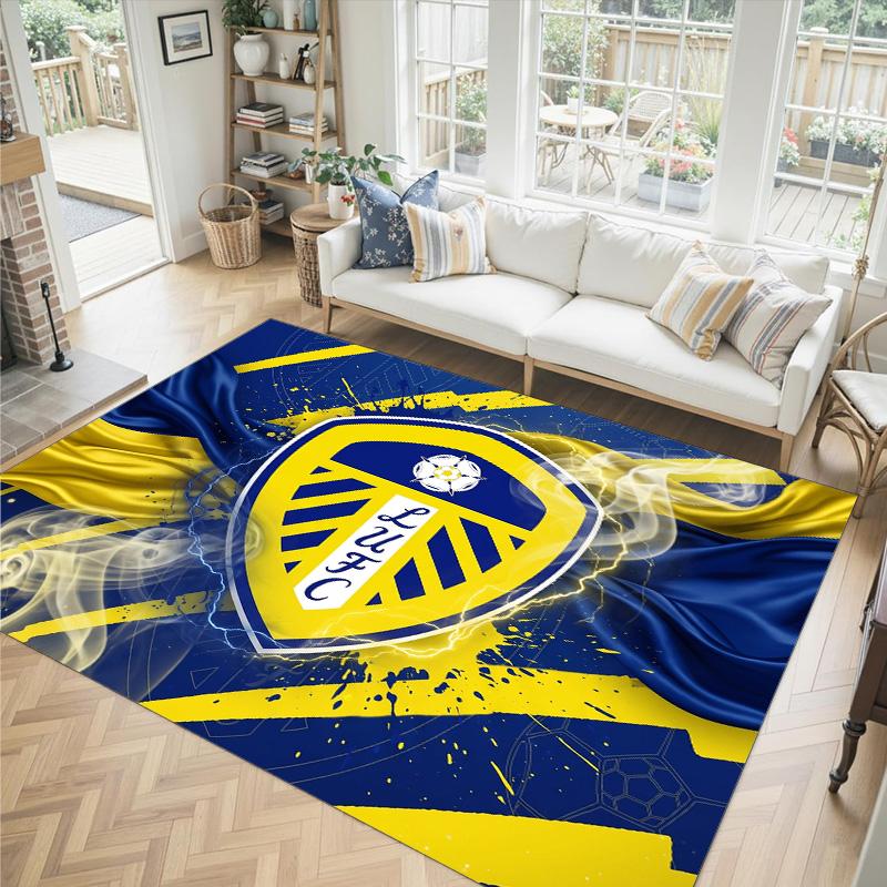 Design Calcio Leeds United Tappeto in Velluto di Cristallo Accogliente Non?Tappeto Stampato Antiscivolo per Camera da Letto Soggiorno Ingresso