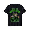 Funny Forestry Worker T-Shirt with German Phrase "Forstarbeiten" (When I Must Go Into The Forest) - Black Shirt & Green Forest Text - All-Season