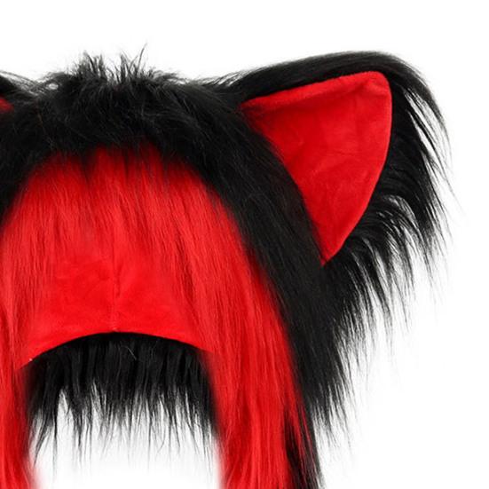 Cat Ear Hat with Braids Double-Layer Ears Decor Soft Plush Anime Cosplay Hat