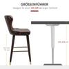 Set da 2 Sgabelli da Bar con Poggiapiedi, Sgabello da Bar con Schienale, Sgabello da Bistrot, Sedia da Pranzo, Sgabello da Bancone, Ecopelle, Marrone, 52 x 53 x 101 cm