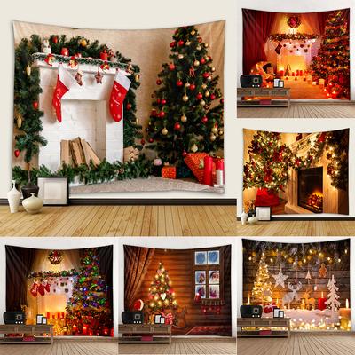 Christmas Print Pattern Tapestry Room Bedroom Wall Decor Backdrop Fabric Home Decor Tapestry Tapisserie De Noël