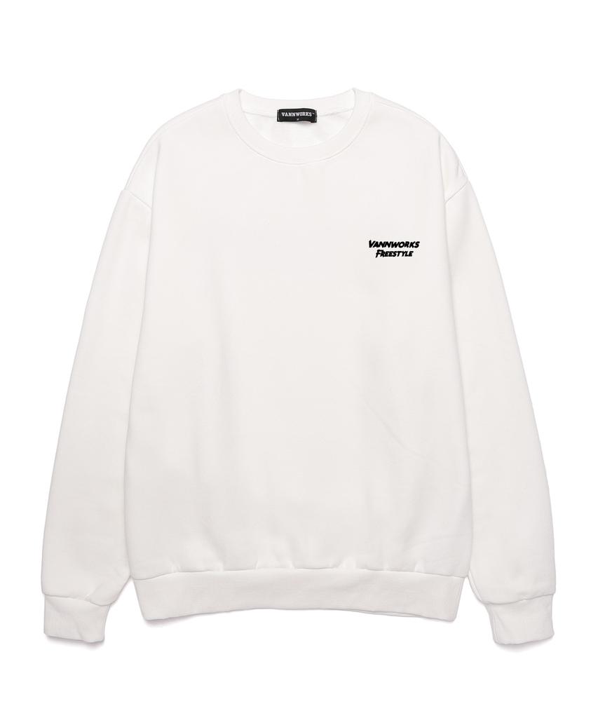 VANNWORKS Skateboard In Monitor Oversized Sweatshirt (Vncts102) White