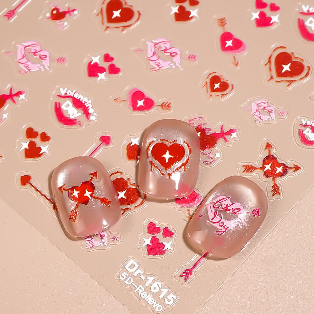 Redanco 5D Fiery Red Lips 3D Nail Stickers - Valentine's Day Edition (DR1616)