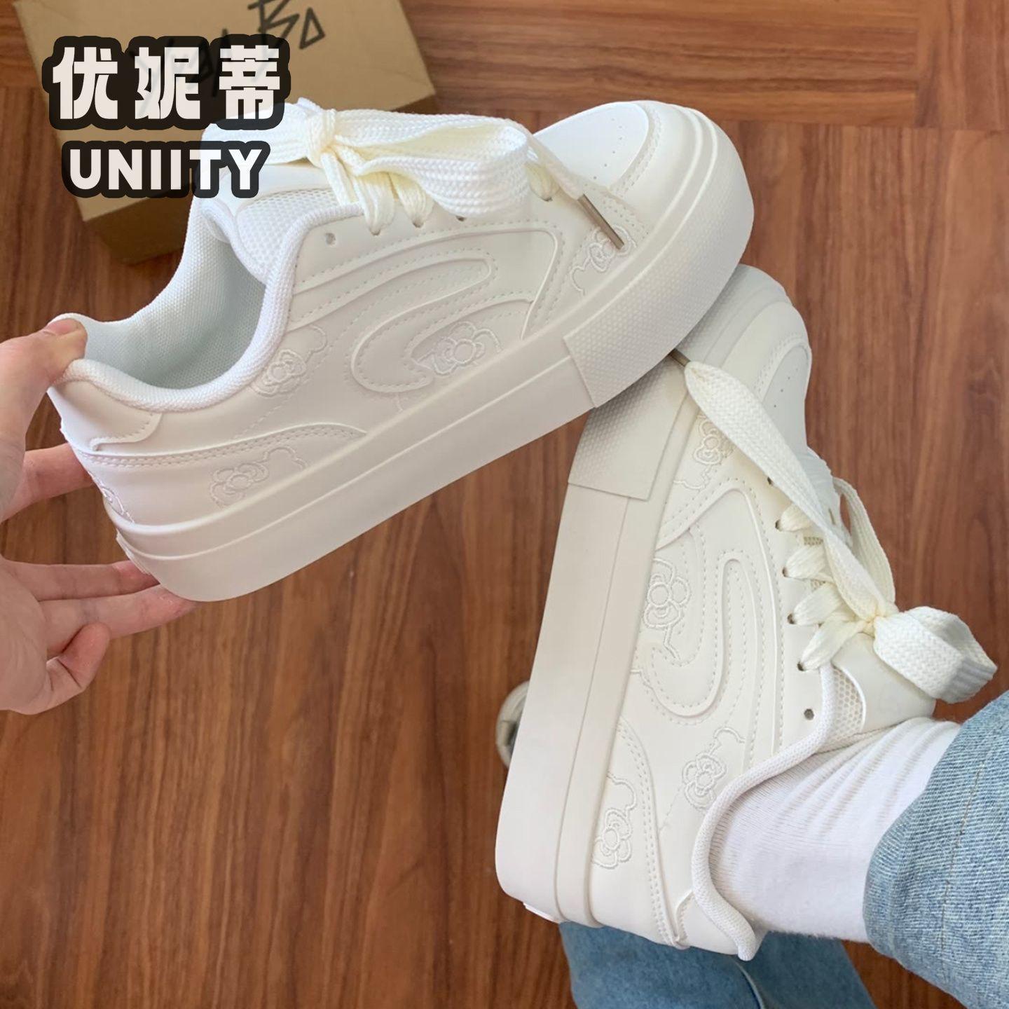 

Campus style girl heart pink platform white shoes women s ins trend 2025 autumn new sports versatile board shoes 35 бежевый