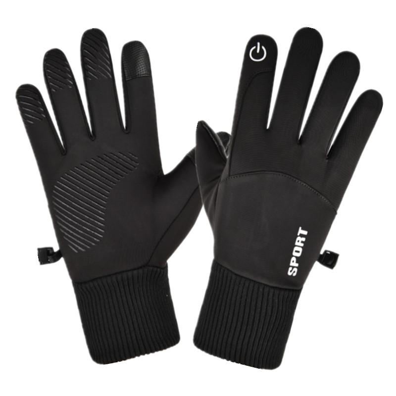 Men s Women s Heattech Cycling Gloves Autumn Winter Fleece-Lined Touch Screen Compatible Polyester Anti-Slip for Outdoor Riding M