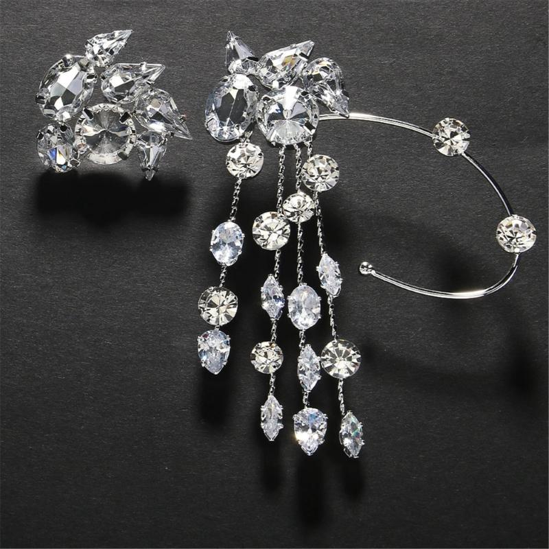 Fashionable Alloy Ear Cuff With Rhinestones Tassels Stylish Ear Pendant Charm Ideal For Weddings And Evening Event