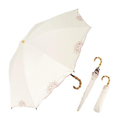 VITAFELICE Folding Umbrella Both Sunny and Rainy Women's 2-Way Double-Tier (for Days) Pru-30177z (Off-White Embroidered)