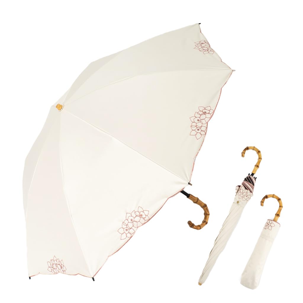 Vita Felice folding umbrella both sunny and rainy for women [VITAFELICE] 2-way 2-tier (for days) pru-30177z (embroidered off-white)