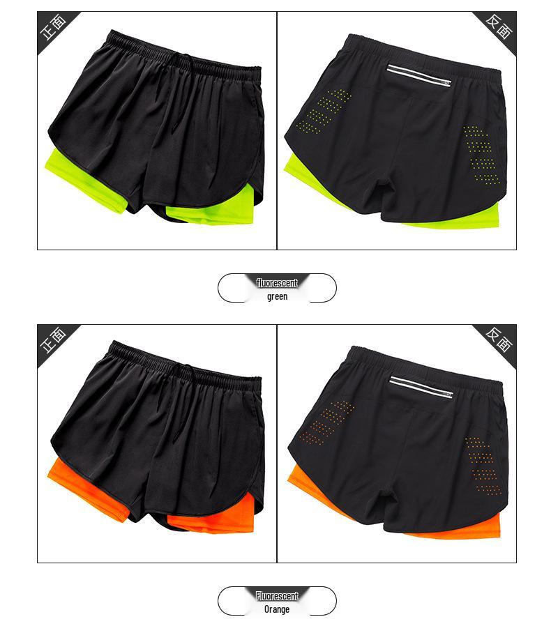 Men's Quick-Dry Double-Layer Running Shorts - Loose Fit, Anti-Exposure, Athletic Three-Point Design