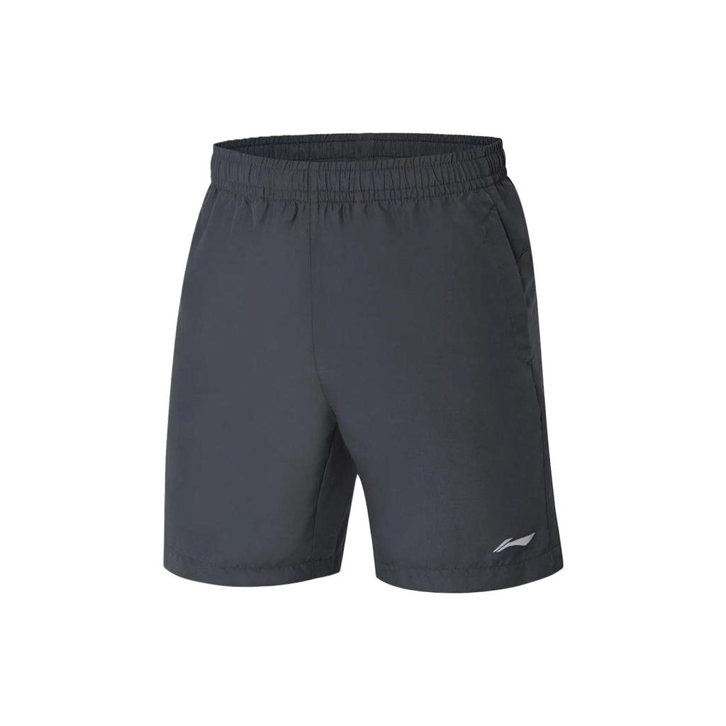 Li Ning Fitness Series Solid Color Logo Straight Leg Sports Shorts Men Shorts Silver-Gray AKST615-2