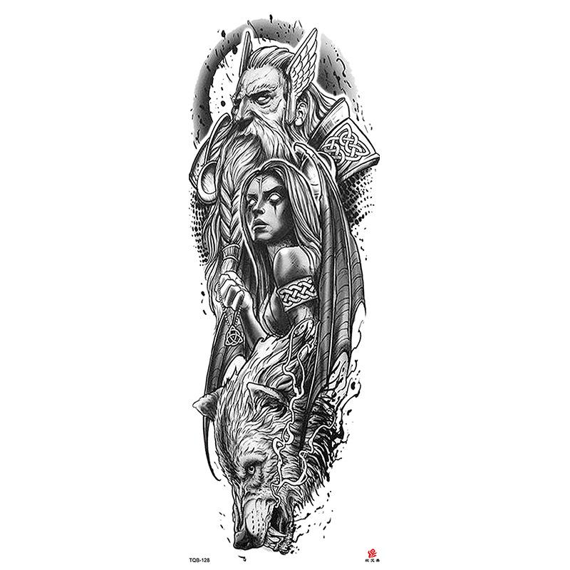 Waterdichte tattoo stickers voor de hele arm: Jezus, Maagd Maria, Kroon, Leeuw-ontwerp