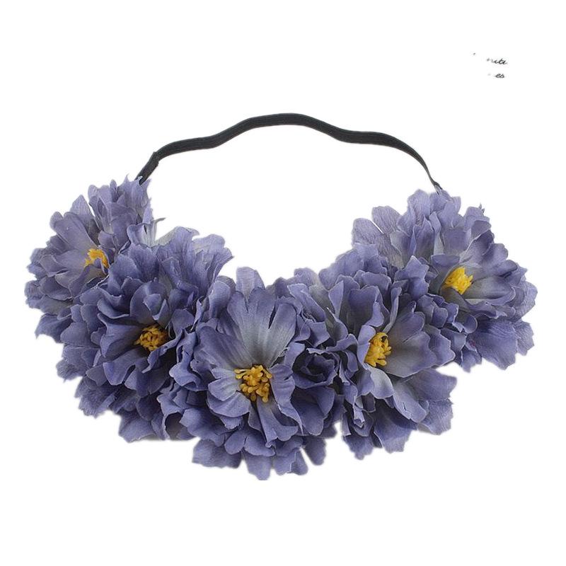 European & American Peony Flower Elastic Headband - Fabric Art Christmas Hair Accessories for Women