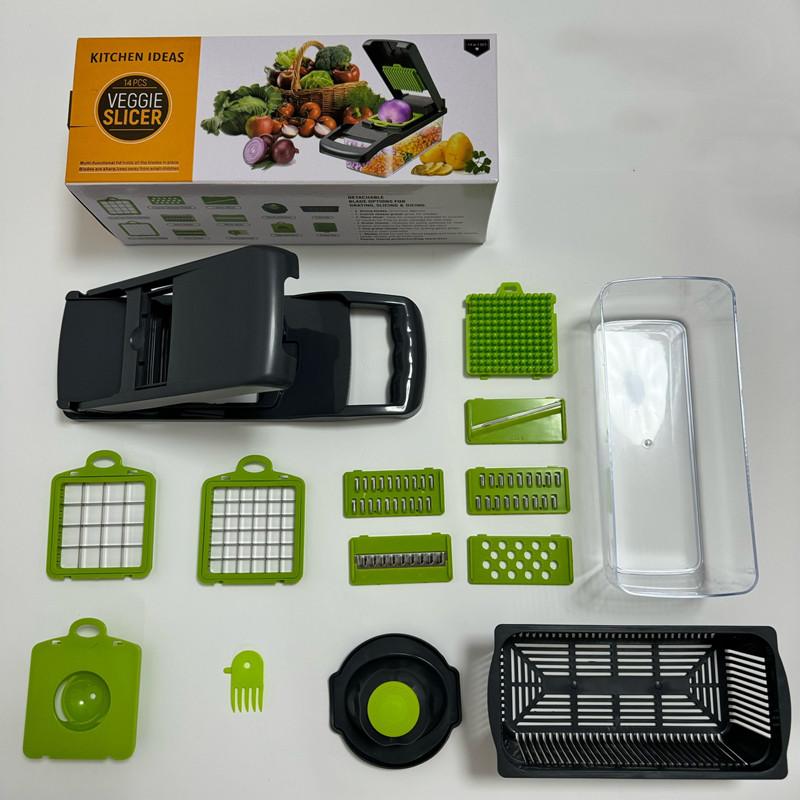 

Овощерезка Многофункциональный кухонный инструмент 5-в-1 Измельчитель для овощей для помидоров, моркови, сыра, лука Ручная слайсер-кубикорезка терка