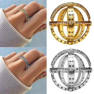 Anillo de Dedo Astronómico Moderno Elegante para Mujer Bola Metálica Creativo Hombres Rotatorio Complejo Cósmico Anillos de Humor para Dedos Joyería para Reunión de Celebración