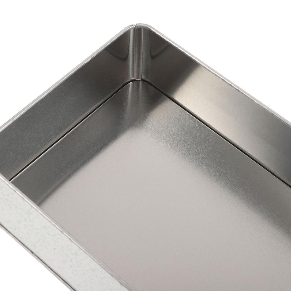 2Pcs Rectangular Metal Tin Box with Lid Silver Tinplate Storage Container for Cookies Snacks Candy Jewelry Cake Wedding Party