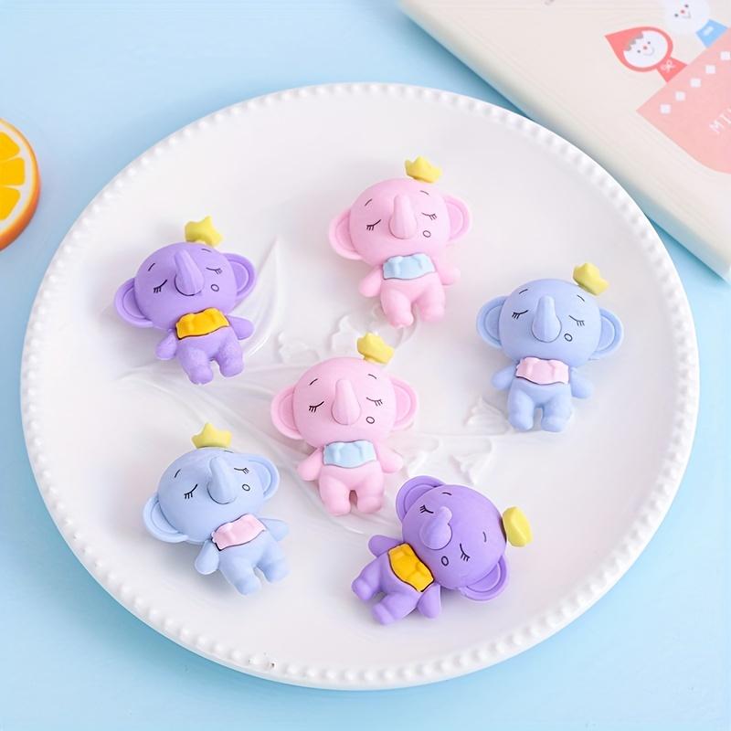Set da 6 Gomme da Cancellare a Forma di Elefante Color Caramella Cartone Animato - Adorabile Cancelleria per Studenti e Scuola per Bambini
