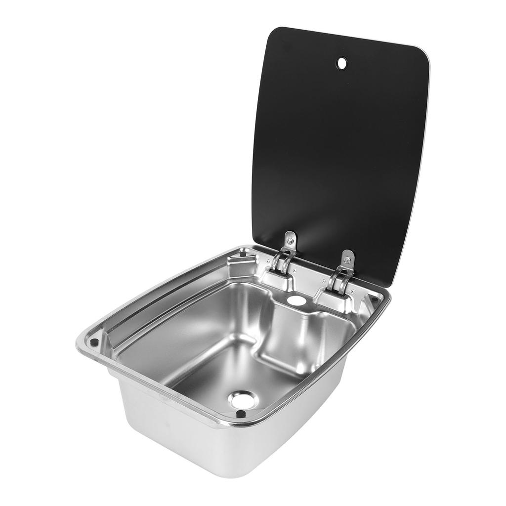 RV Hand Wash Basin 304 Stainless Steel 27.5L Capacity Kitchen Sink with 40mm Sewer Outlet for Boat Caravan RV Camper