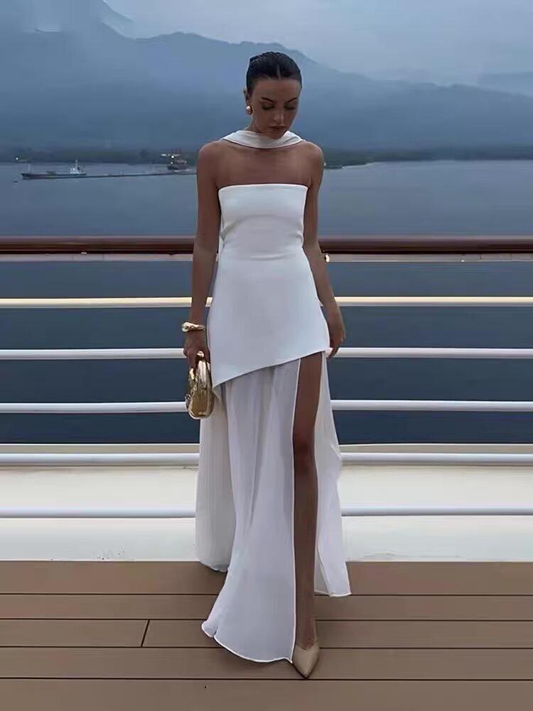 Damen Mode Schnürung Rollkragen Bandeau Netzsaum Kleid - 2025 Neuer Stil