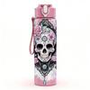 1PC Rose Sugar Skull Dark Floral Art 750ml Color Plastic Sports Water Bottle Leakproof Flip Straw Lid Suitable for Sports Office Home Use