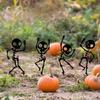 Dancing Skeleton Garden Stakes 4 Piece Set, Weatherproof Metal Yard Art, Halloween Decor in, Black Color