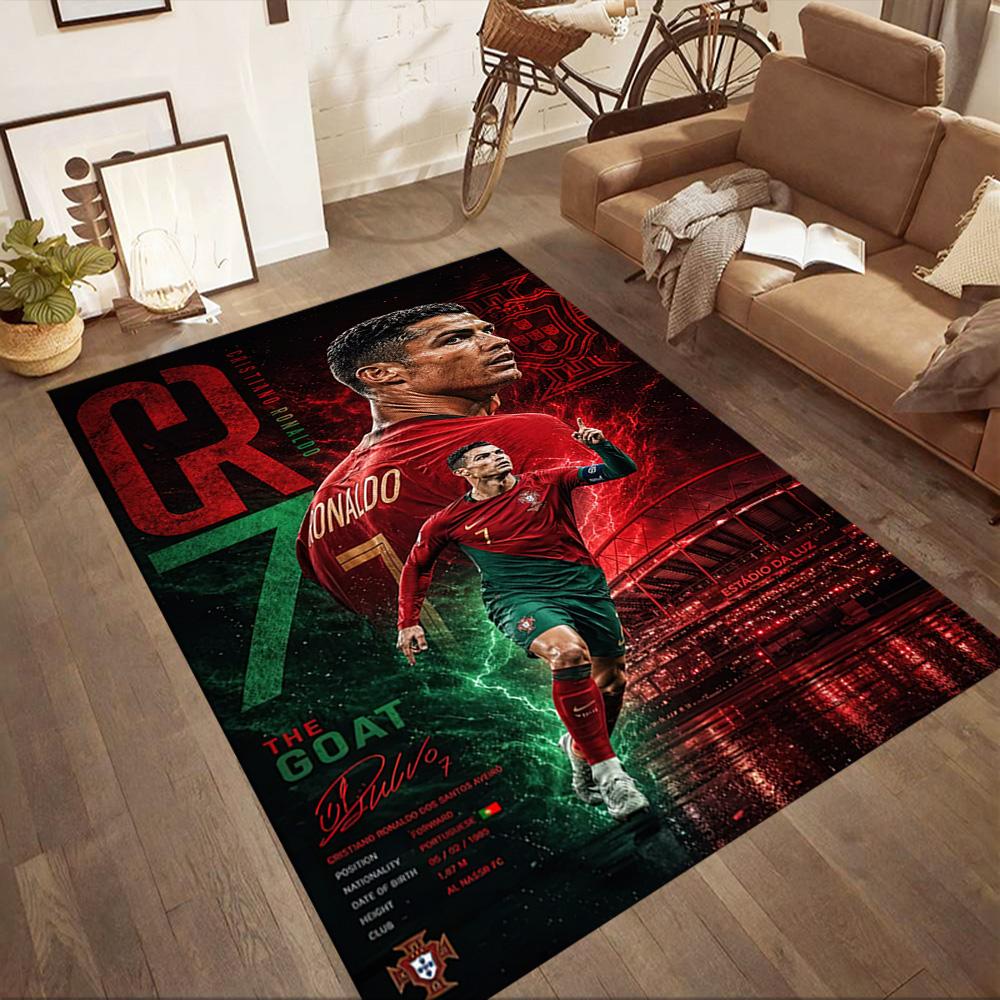 Ronaldo's Iconic Number Seven Square rugs are a great choice for living rooms, bedrooms, home décor, and as gifts.